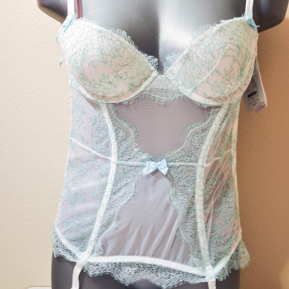 VICTORIAS SECRET CORSET LINGERIE 36D BUSTIER LACE